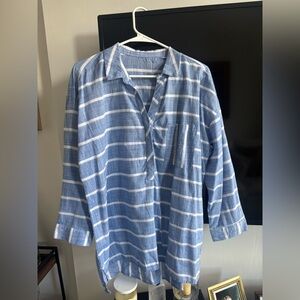 Blue and White Striped Shirt